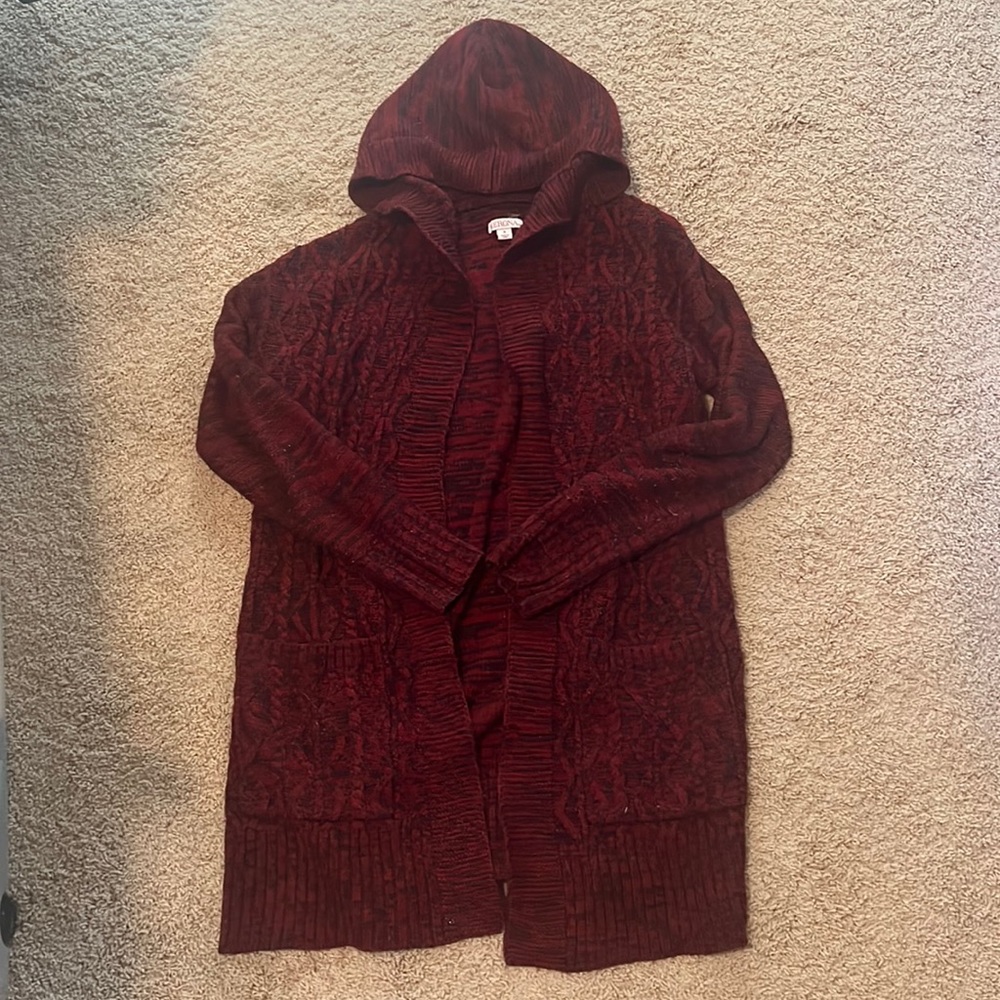 Long Red Hooded Sweater